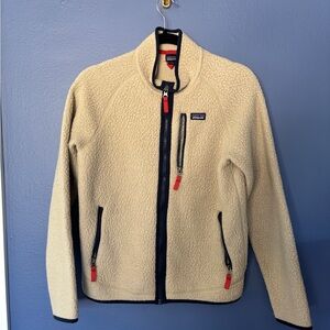 Patagonia Cream and Red Fleece Jacket